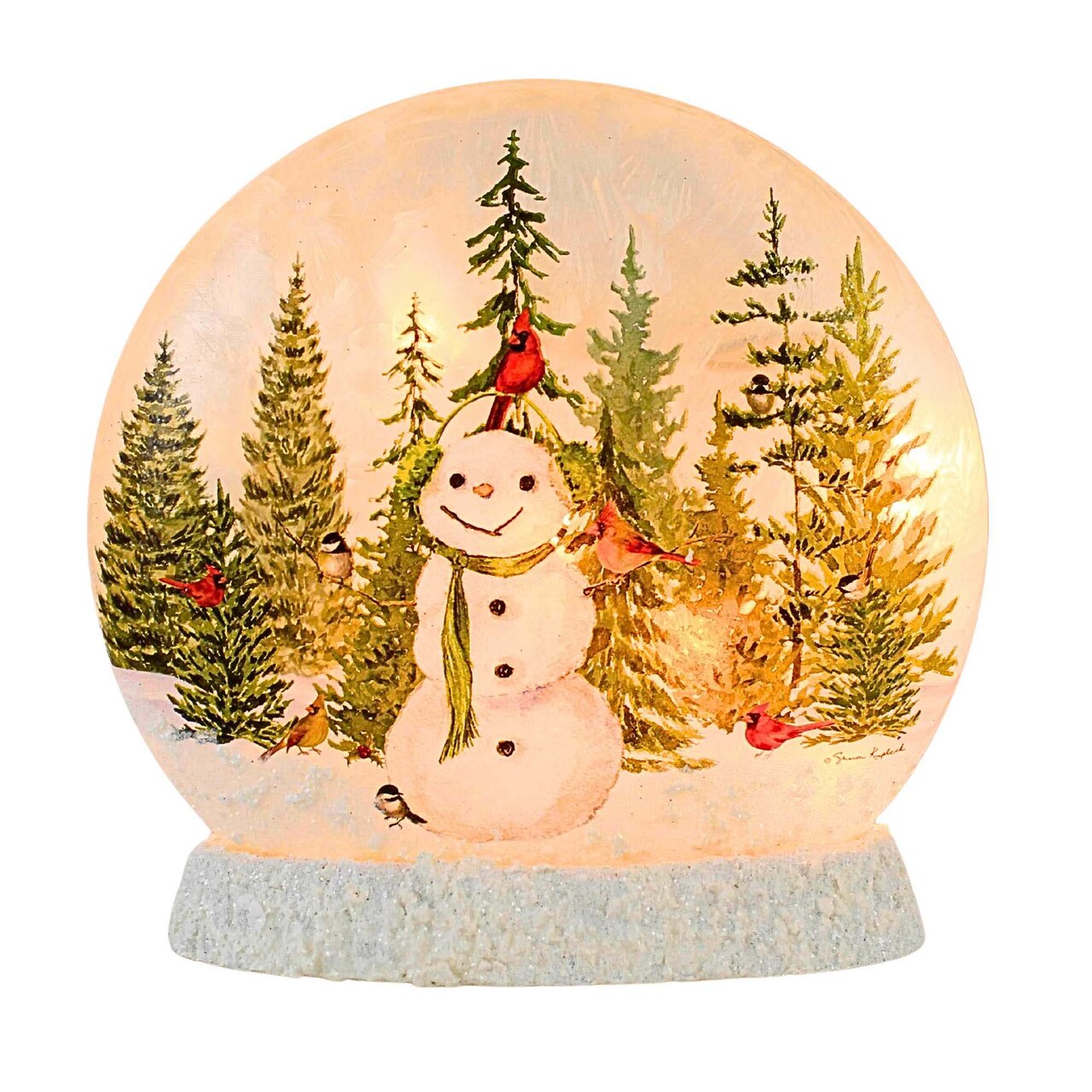 Stony Creek 5.25 In Winter Cardinal Couple Small Pre-Lit Vase Christmas Lighted Glass Accent , Christmas Decor Lighted Novelty Vase